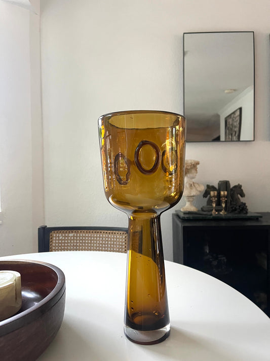 Vintage Handblown Brown Tall Vase
