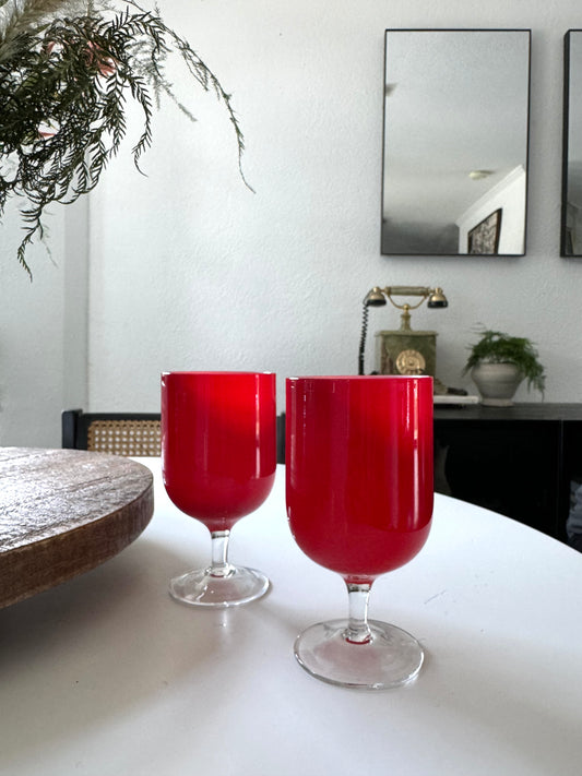Red & Clear Wine Glasses