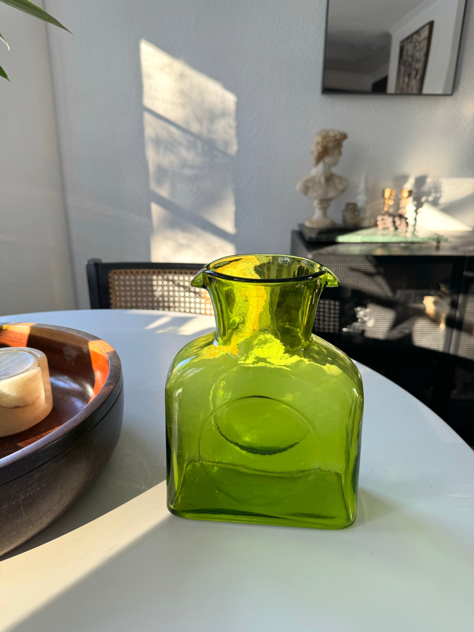 Blenko Glass Olive Green 384 Water Bottle