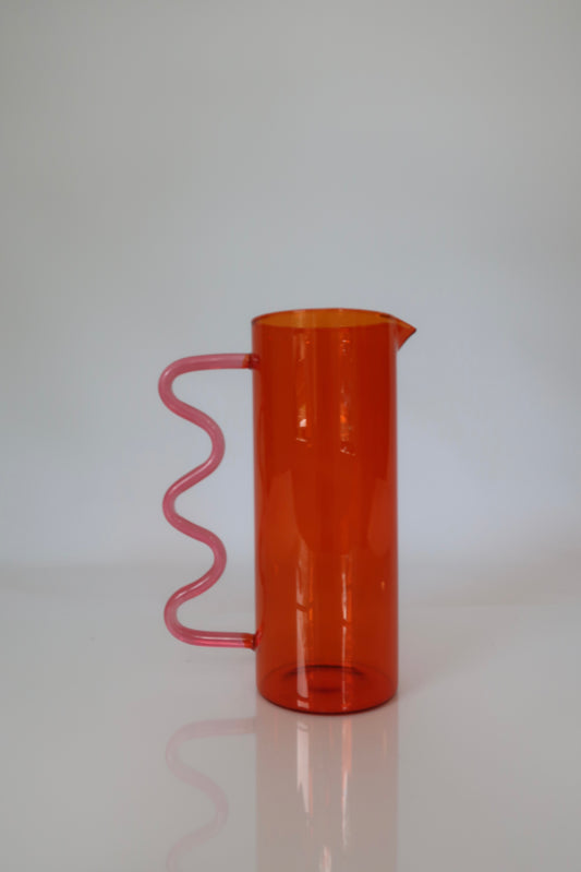 Amber & Pink Squiggle Pitcher