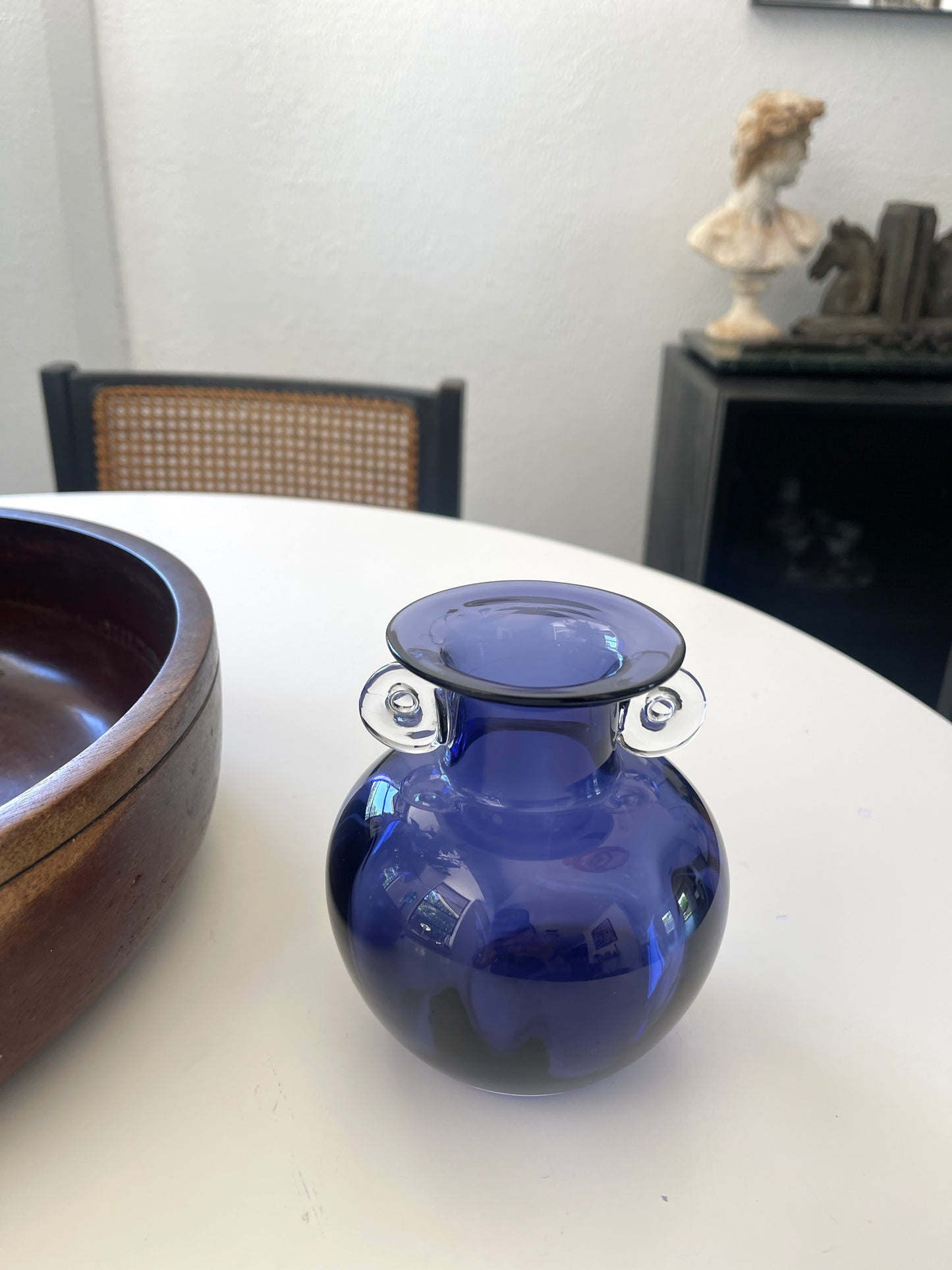 Vintage Royal Blue Handled Vase