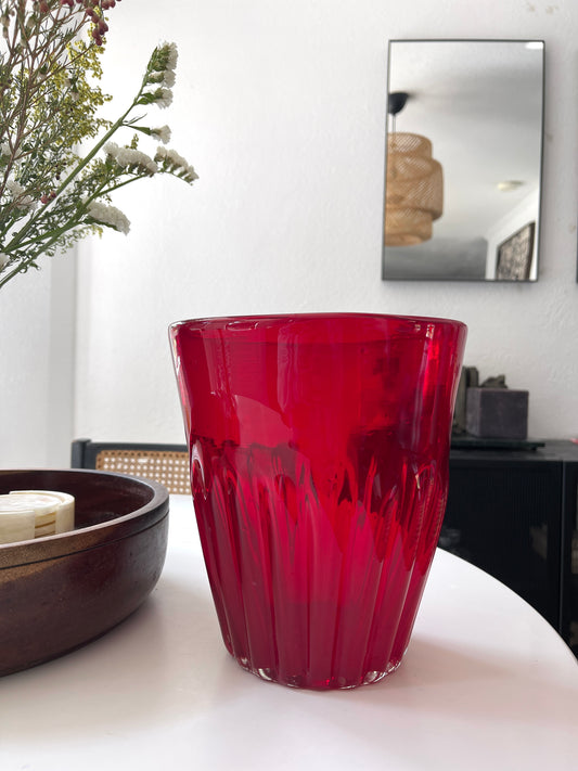 Vintage Handblown Red Pot/Vase